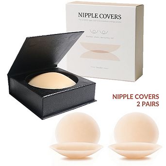 Nipple Covers 2 Pairs 4 pc Seamless Sheer Silicone Adhesive Nipple Pasties for 28A-28C Women