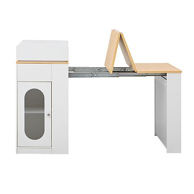 Rolling Kitchen Island with Power Outlet & Extendable Dining Table, Multifunctional Bar Sideboard