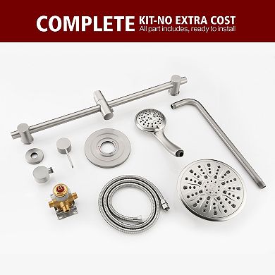 SUMERAIN Wall-Mounted Shower System, Modern Luxury, Adjustable Height, 3 Spray Modes, Solid Brass