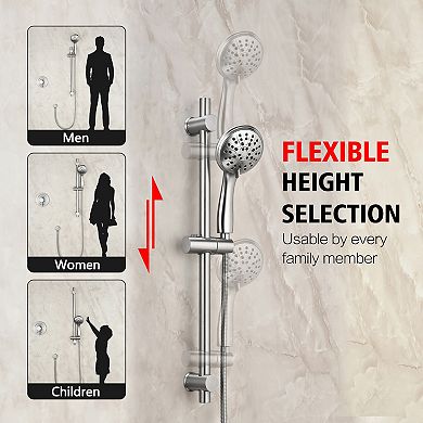 SUMERAIN Wall-Mounted Shower System, Modern Luxury, Adjustable Height, 3 Spray Modes, Solid Brass