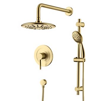 SUMERAIN Wall-Mounted Shower System, Modern Luxury, Adjustable Height, 3 Spray Modes, Solid Brass