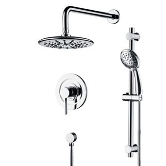 SUMERAIN Wall-Mounted Shower System, Modern Luxury, Adjustable Height, 3 Spray Modes, Solid Brass