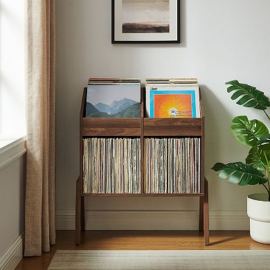 Crosley Luna Two Compartment Vinyl Record Storage Stand