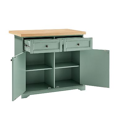 Crosley Holbrook Kitchen Island with Storage and Wood Top
