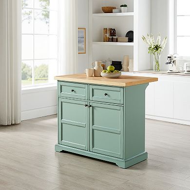 Crosley Holbrook Kitchen Island with Storage and Wood Top