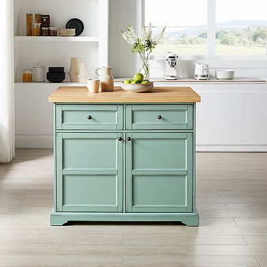 Crosley Holbrook Kitchen Island with Storage and Wood Top