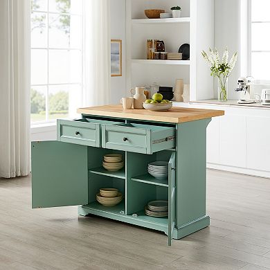 Crosley Holbrook Kitchen Island with Storage and Wood Top