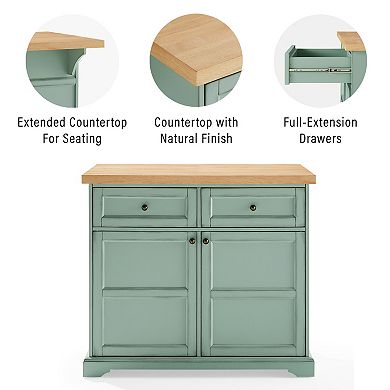 Crosley Holbrook Kitchen Island with Storage and Wood Top