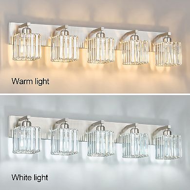 ZLAIQB 36.22" 5-Light Modern Crystal Bathroom Wall Lamp