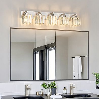 ZLAIQB 36.22" 5-Light Modern Crystal Bathroom Wall Lamp