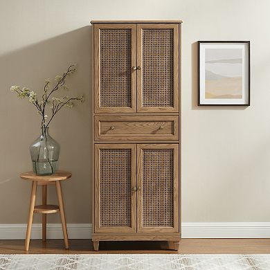 Crosley Katia Rattan Doors Kitchen Storage Pantry