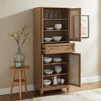 Crosley Katia Rattan Doors Kitchen Storage Pantry
