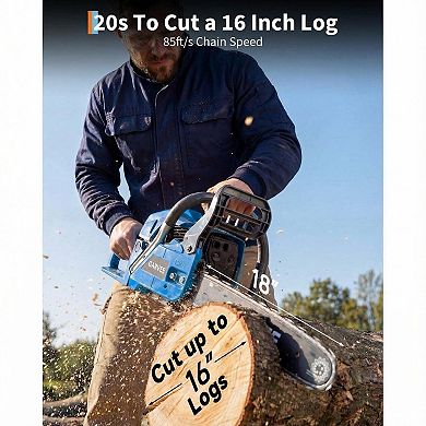 Gas Powered Chainsaw 52cc 2-Stroke, Automatic Chain Lubrication & Quick Start, Ergonomic Handle