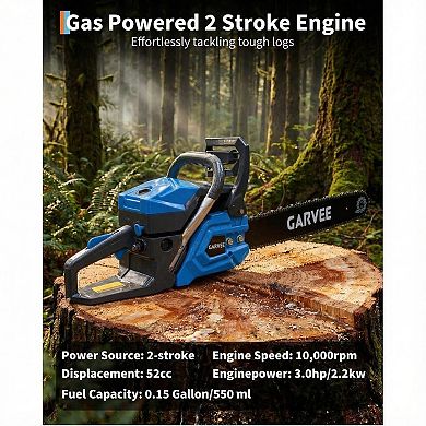Gas Powered Chainsaw 52cc 2-Stroke, Automatic Chain Lubrication & Quick Start, Ergonomic Handle
