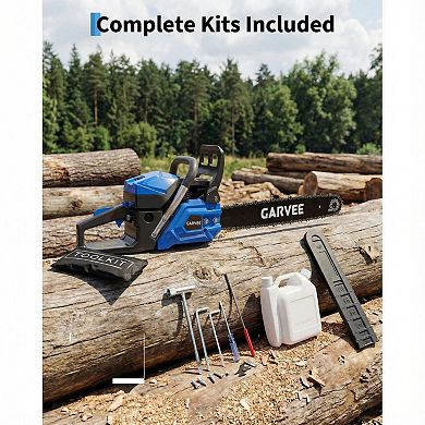 Gas Powered Chainsaw 52cc 2-Stroke, Automatic Chain Lubrication & Quick Start, Ergonomic Handle