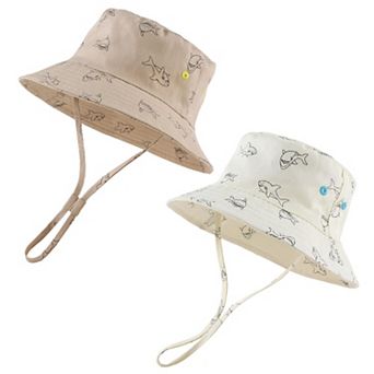 Boy Sun Hat Bucket Beach Cap UPF 50+ Protection Toddler 1-2T 2 pc