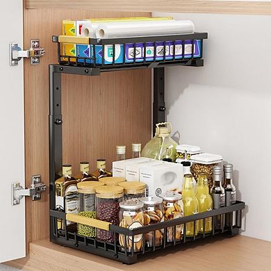 2 Levels Extendable Sink Rack, Kitchen Sink Shelf, Spice Rack for Kitchen Counter,Office
