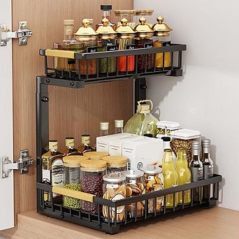 2 Levels Extendable Sink Rack, Kitchen Sink Shelf, Spice Rack for Kitchen Counter,Office