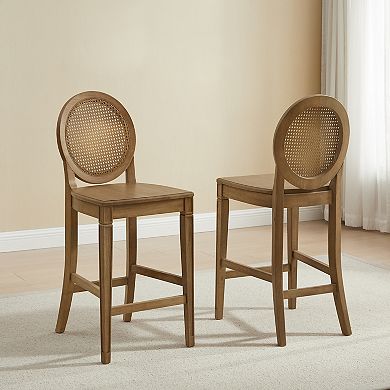 Crosley Katia 2-Piece Cane-Back Counter Stool Set