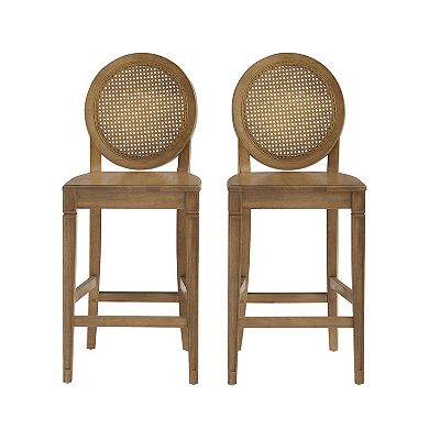 Crosley Katia 2-Piece Cane-Back Counter Stool Set