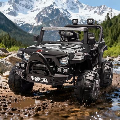 12V Kids Ride On Car with Parent Remote, Spring Suspension, tooth Music, LED Lights