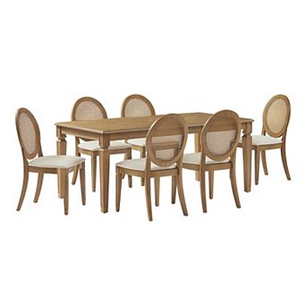Crosley Katia 7 pc Dining Table & Upholstered Chairs Set For 6