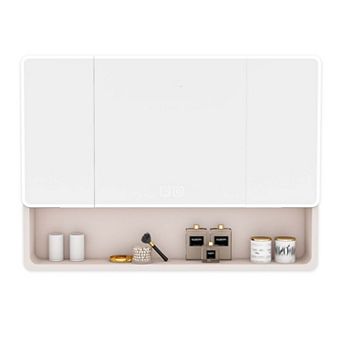 Aluminum Mirror Cabinet with 3-Color LED and Defogging Feature