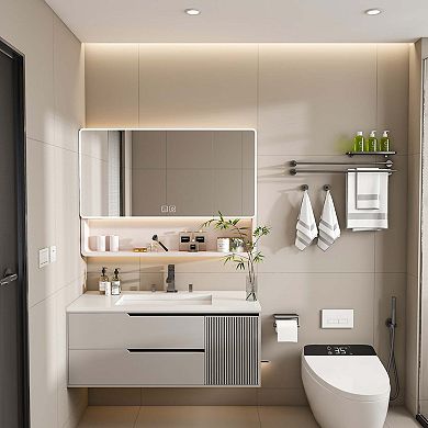 Aluminum Mirror Cabinet with 3-Color LED and Defogging Feature