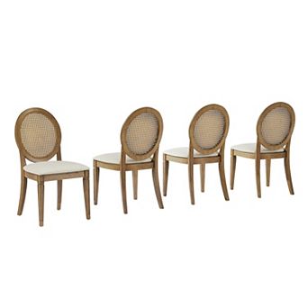 Crosley Katia 4 pc Upholstered Cane-Back Dining Chair Set