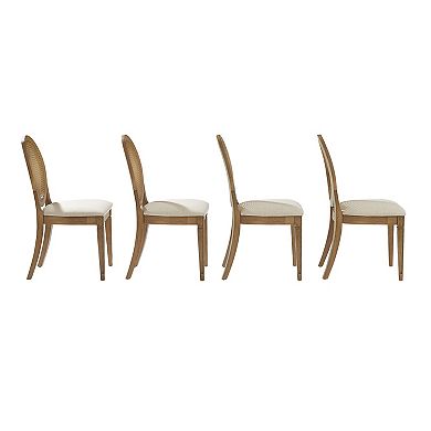 Crosley Katia 4-Piece Upholstered Cane-Back Dining Chair Set