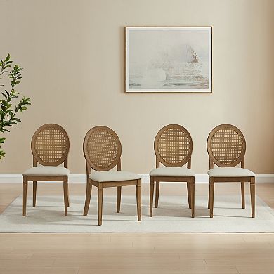 Crosley Katia 4-Piece Upholstered Cane-Back Dining Chair Set