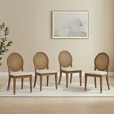 Crosley Katia 4-Piece Upholstered Cane-Back Dining Chair Set
