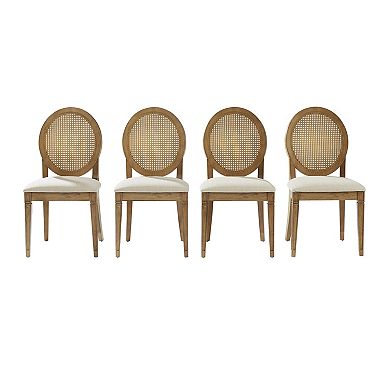Crosley Katia 4-Piece Upholstered Cane-Back Dining Chair Set