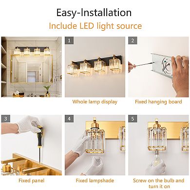ZLAIQB 28.34" 4-Light Modern Crystal Bathroom Wall Lamp