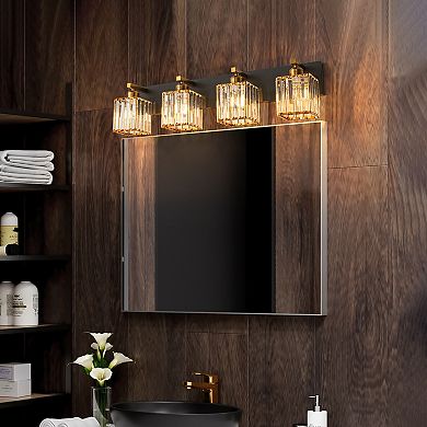 ZLAIQB 28.34" 4-Light Modern Crystal Bathroom Wall Lamp
