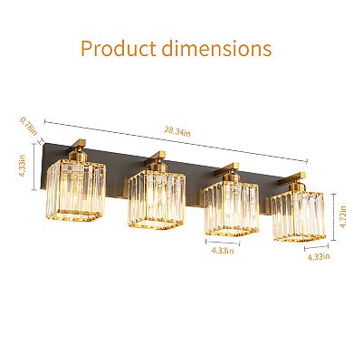 ZLAIQB 28.34" 4-Light Modern Crystal Bathroom Wall Lamp