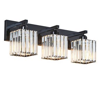 Modern Crystal Vanity Light, Sleek Metal Wall Sconce for Bathroom, Bedroom Vanity Mirror