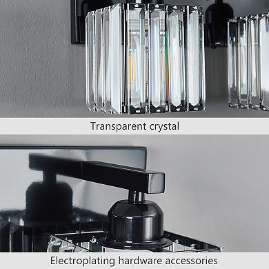 Modern Crystal Vanity Light, Sleek Metal Wall Sconce for Bathroom, Bedroom Vanity Mirror