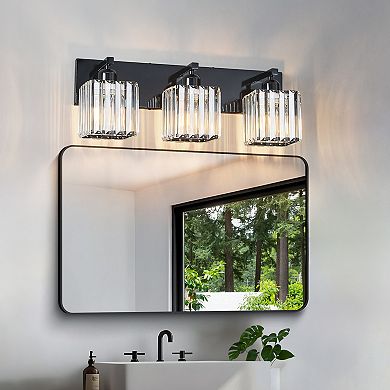 Modern Crystal Vanity Light, Sleek Metal Wall Sconce for Bathroom, Bedroom Vanity Mirror