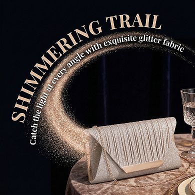 Clutch Purses for Women Shiny Sequin Envelope Bag with Chain