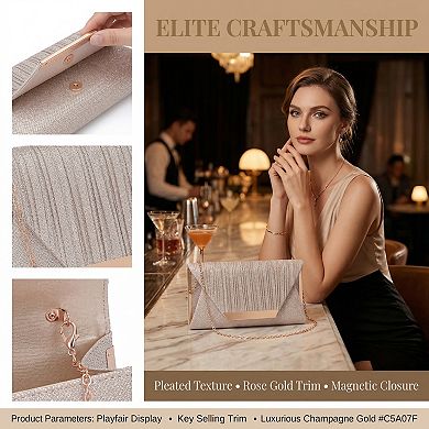 Clutch Purses for Women Shiny Sequin Envelope Bag with Chain