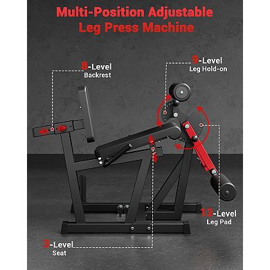 4-in-1 Leg Extension and Wave Machine, 700lbs Capacity,Adjustable Leg Press & Seated Hamstring Wave