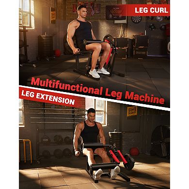 4-in-1 Leg Extension and Wave Machine, 700lbs Capacity,Adjustable Leg Press & Seated Hamstring Wave