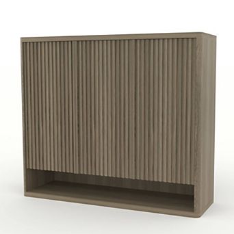Fluted 3 Door Shoe Cabinet Entryway Shoe Storage with Adjustable Shelves
