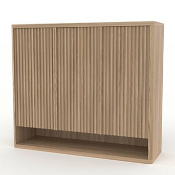 Fluted 3 Door Shoe Cabinet Entryway Shoe Storage with Adjustable Shelves