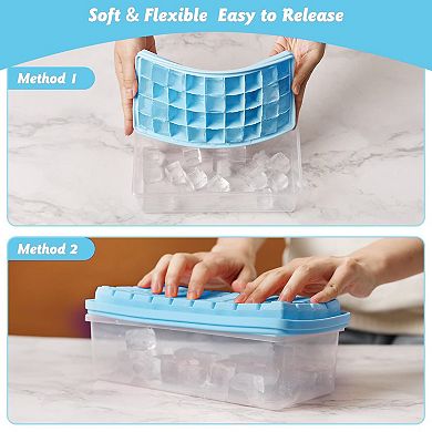 Silicone Ice Cube Tray Leak-Proof Lid 36 cubes