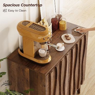 31.5" Fluted Buffet Cabinet, 3D Ripple Doors & Adjustable Shelf for Small Kitchen & Living Room