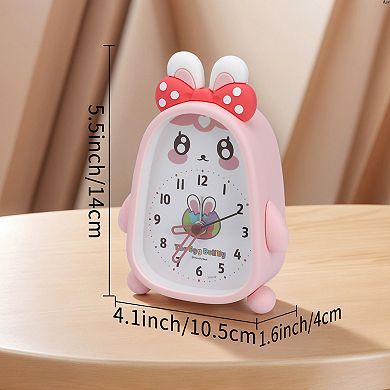 Desk Mechanical Alarm Clock, Lovely 3D Bunny-Shaped, Silent Non-Tick, Cute Pattern 4.1"x1.6"x5.5"