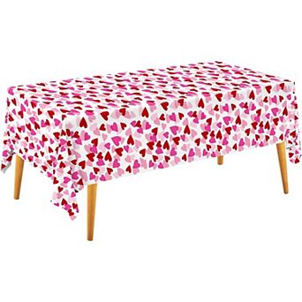 Valentine's Love 3-Pack Tablecloths: Waterproof & Disposable Plastic Covers, 54x108, Romantic Heart