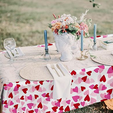 Valentine's Love 3-Pack Tablecloths: Waterproof & Disposable Plastic Covers, 54x108, Romantic Heart